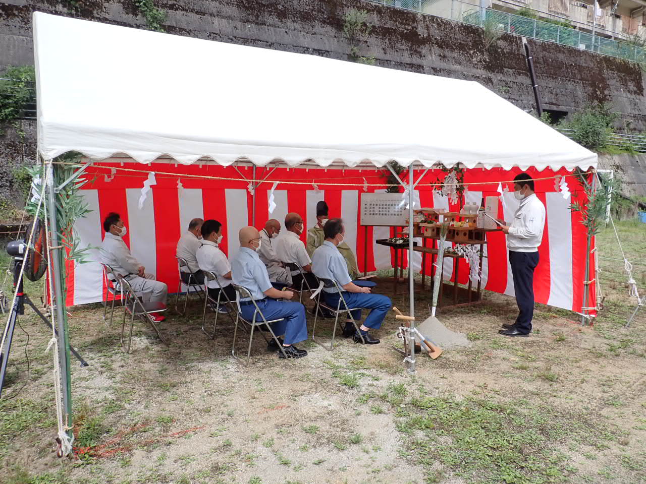池田消防署祖谷分署 新築工事にて安全祈願祭を実施しました。スライド01